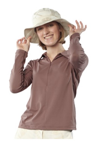 WOMEN Poloshirt long-sleeved "capuccino"